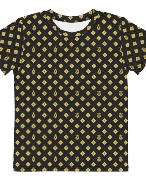 DaKahree: Crown Emblem Noir Pattern™ –  Kids cotton crew neck t-shirt