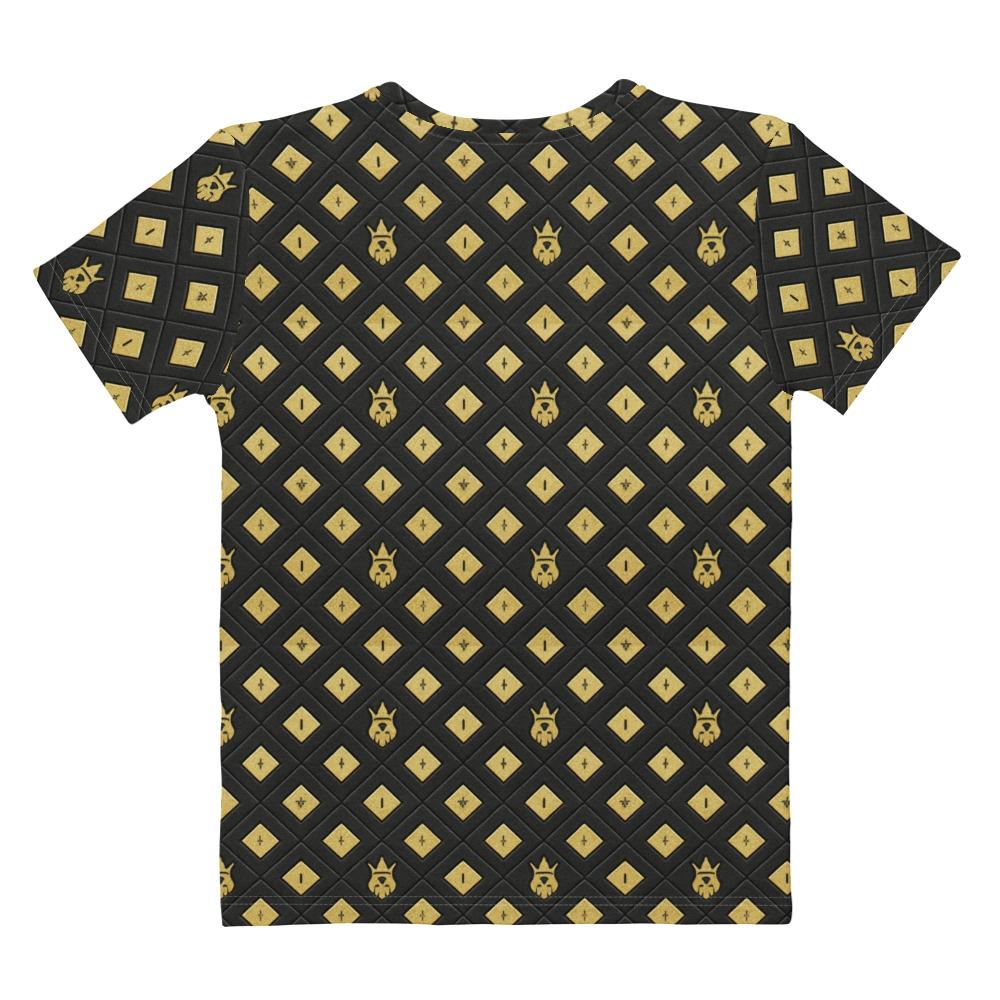 DaKahree: Crown Emblem Noir Pattern™ – Women’s cotton crew neck t-shirt - Image 4
