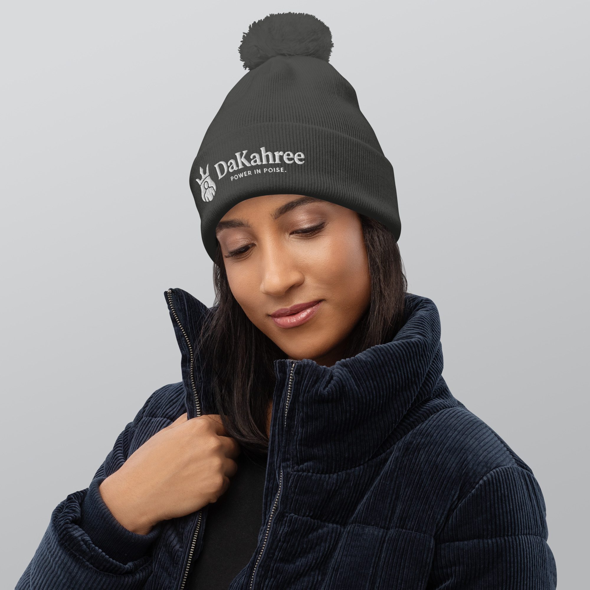DaKahree: Power in Poise™ – Pom pom beanie – White - Image 4