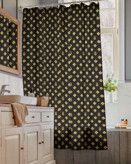 DaKahree: Crown Emblem Noir Pattern™ – Shower curtain